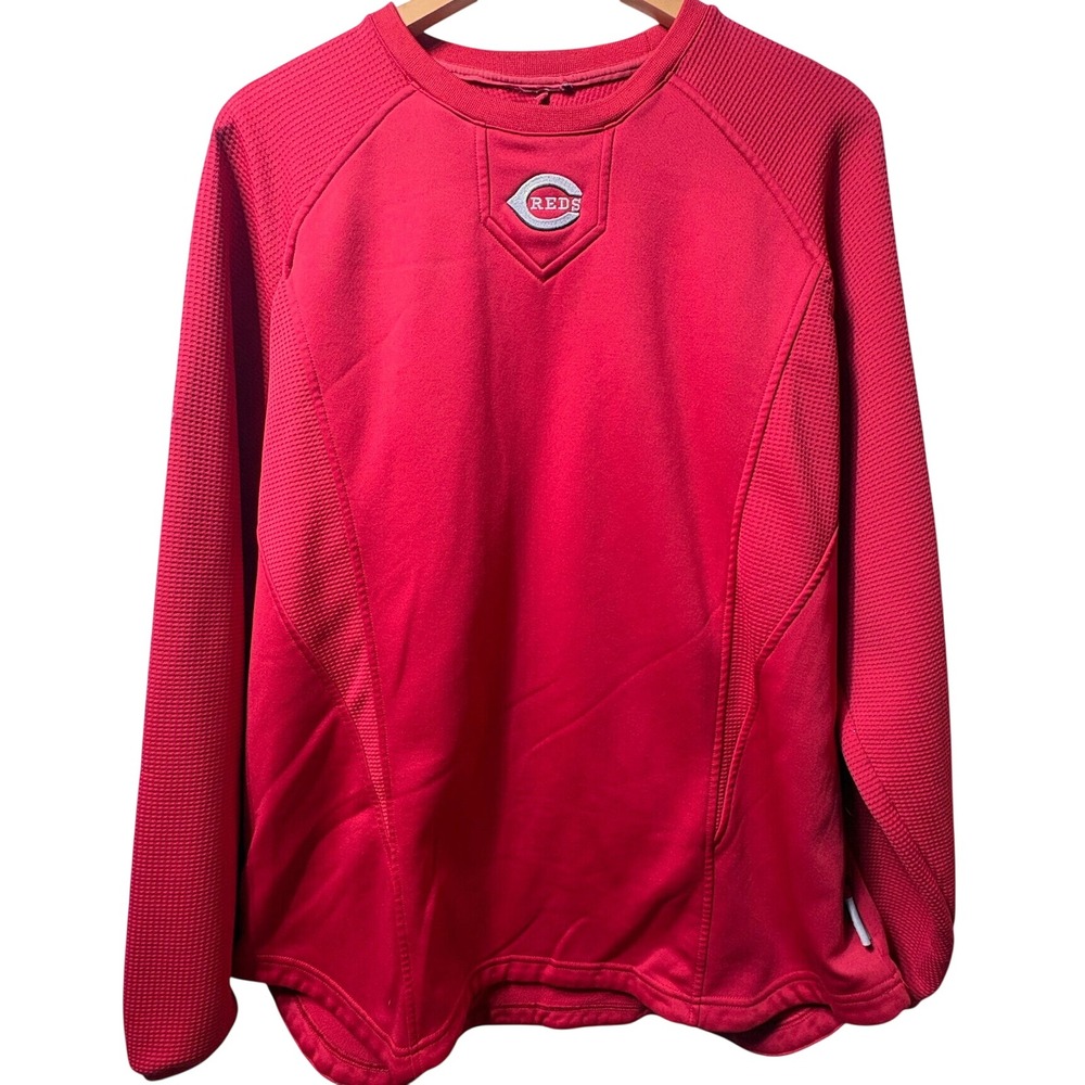 Majestic Therma Base Cincinnati Reds MLB Pullover Sweatshirt Red Mens XL Large